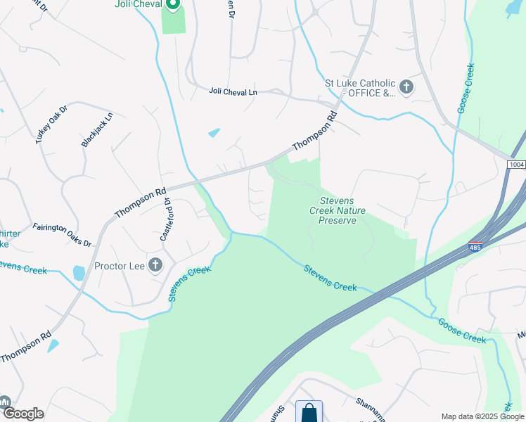 map of restaurants, bars, coffee shops, grocery stores, and more near 15550 Thompson Road in Mint Hill