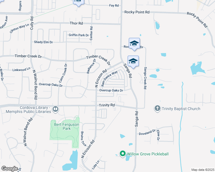map of restaurants, bars, coffee shops, grocery stores, and more near 8683 Clear Sky Path in Memphis