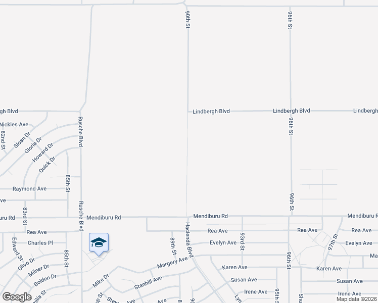 map of restaurants, bars, coffee shops, grocery stores, and more near 21000 Hacienda Boulevard in California City