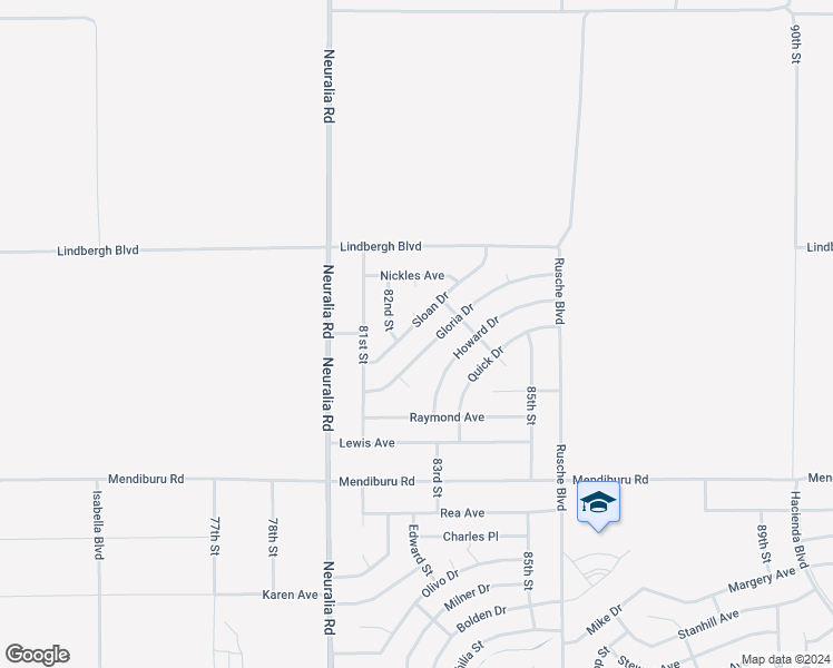 map of restaurants, bars, coffee shops, grocery stores, and more near Sloan Drive in California City