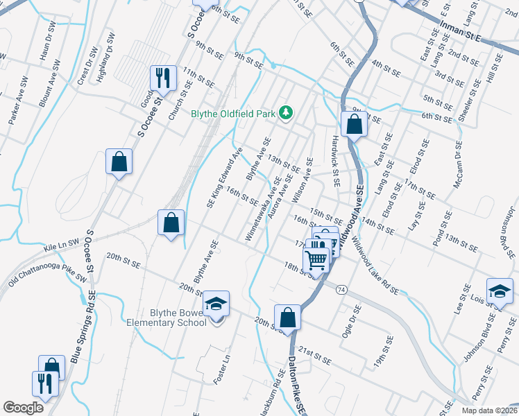map of restaurants, bars, coffee shops, grocery stores, and more near 1605 Chippewa Ave SE in Cleveland