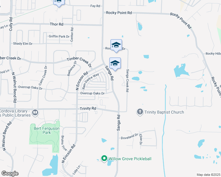 map of restaurants, bars, coffee shops, grocery stores, and more near 731 North Sanga Road in Memphis