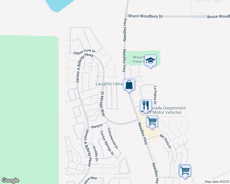 map of restaurants, bars, coffee shops, grocery stores, and more near 2867 Cattail Cove Street in Laughlin