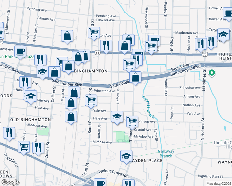 map of restaurants, bars, coffee shops, grocery stores, and more near 460 Carpenter Street in Memphis