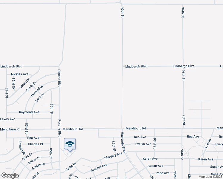 map of restaurants, bars, coffee shops, grocery stores, and more near 21000 Hacienda Boulevard in California City