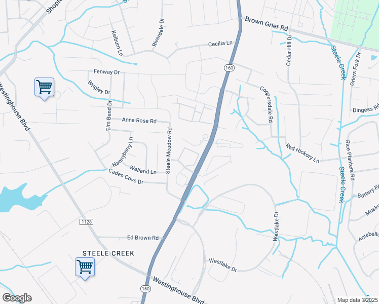 map of restaurants, bars, coffee shops, grocery stores, and more near 10818 Steele Creek Road in Charlotte