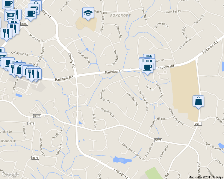 map of restaurants, bars, coffee shops, grocery stores, and more near 2516 Handley Place in Charlotte