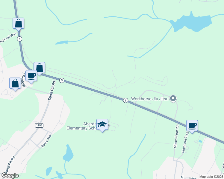 map of restaurants, bars, coffee shops, grocery stores, and more near Highway 5 in Aberdeen