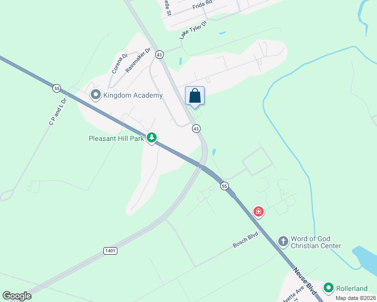 map of restaurants, bars, coffee shops, grocery stores, and more near 350 North Carolina 55 in New Bern