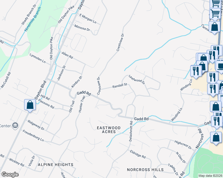 map of restaurants, bars, coffee shops, grocery stores, and more near 514 Randall Street in Chattanooga