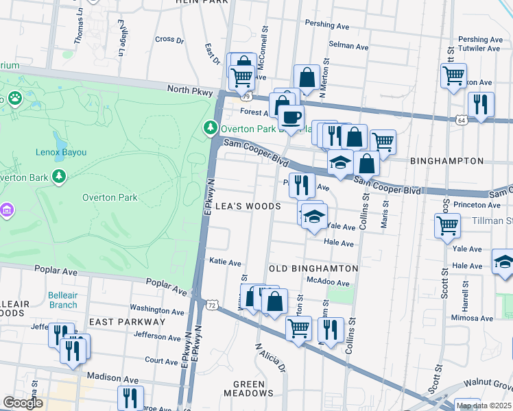 map of restaurants, bars, coffee shops, grocery stores, and more near 344 Williford Street in Memphis