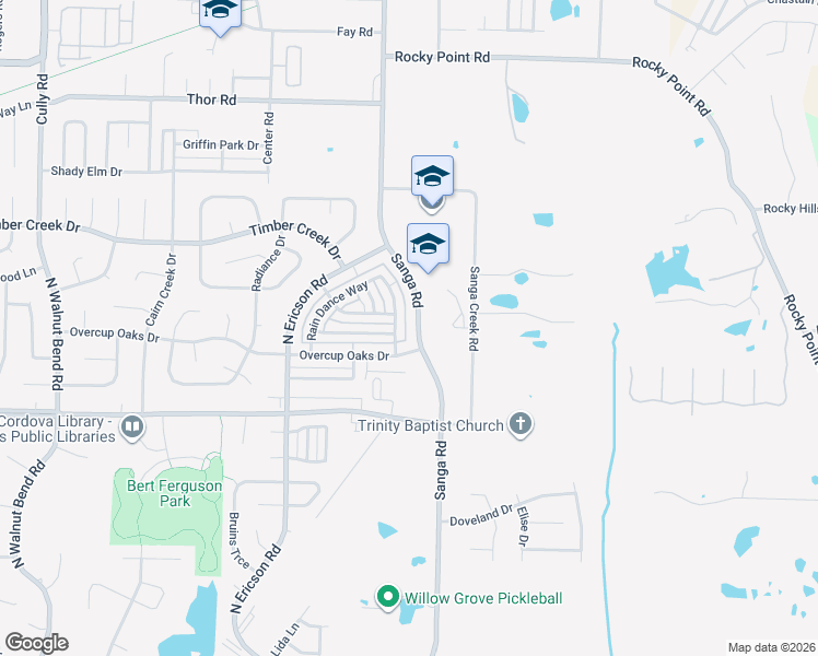 map of restaurants, bars, coffee shops, grocery stores, and more near 731 North Sanga Road in Memphis