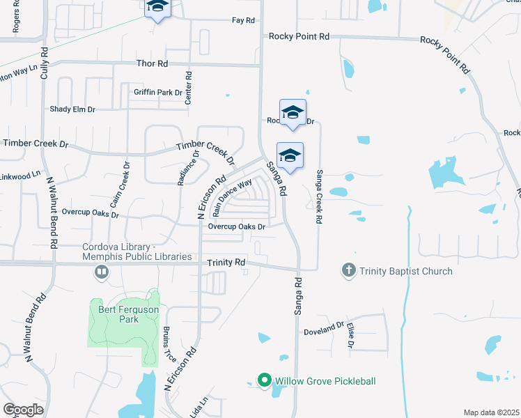 map of restaurants, bars, coffee shops, grocery stores, and more near 8748 Clear Sky Path in Memphis