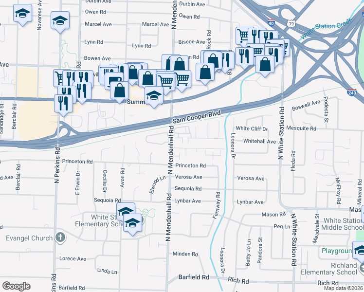 map of restaurants, bars, coffee shops, grocery stores, and more near 4967 Wilburn Avenue in Memphis