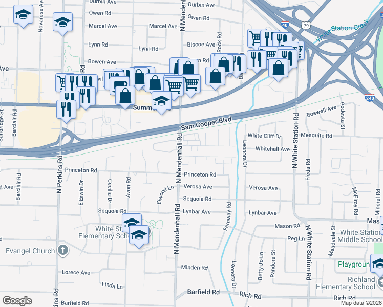 map of restaurants, bars, coffee shops, grocery stores, and more near 4967 Wilburn Avenue in Memphis
