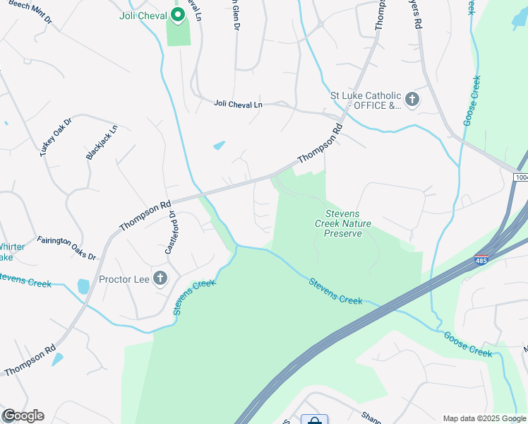 map of restaurants, bars, coffee shops, grocery stores, and more near 15550 Thompson Road in Mint Hill