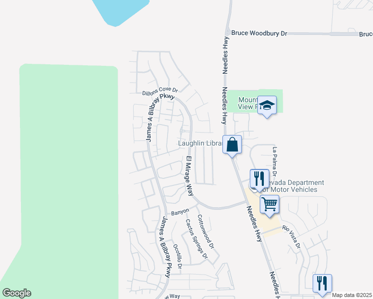 map of restaurants, bars, coffee shops, grocery stores, and more near 2852 Beacon Rock Drive in Laughlin