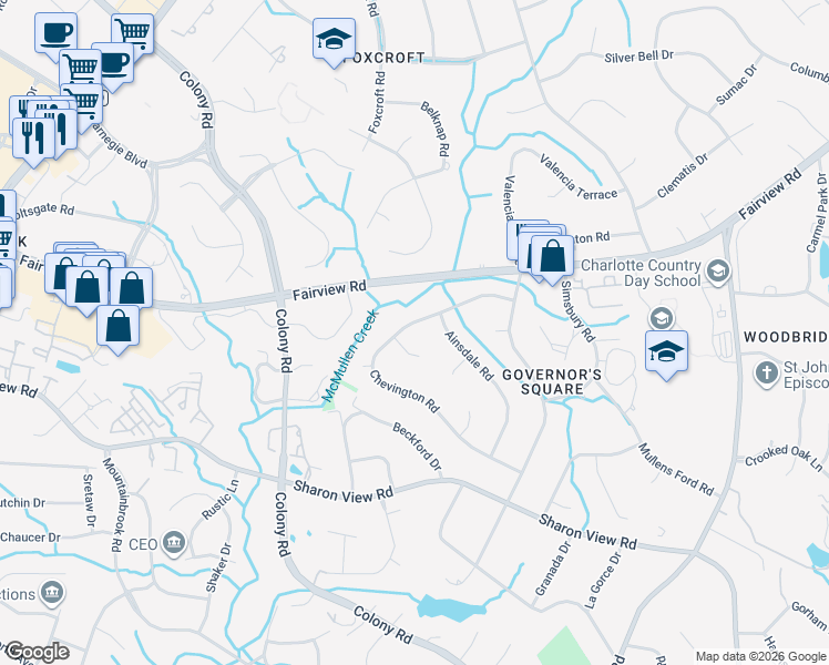 map of restaurants, bars, coffee shops, grocery stores, and more near 2516 Handley Place in Charlotte