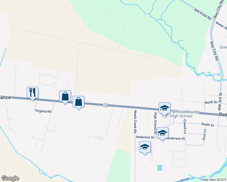 map of restaurants, bars, coffee shops, grocery stores, and more near 14091 North Carolina 55 in Alliance