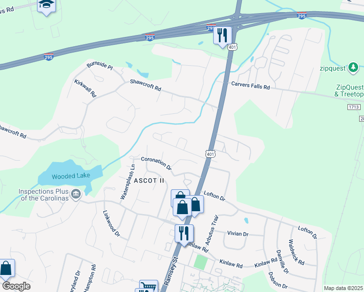 map of restaurants, bars, coffee shops, grocery stores, and more near 130 Homeplace Court in Fayetteville