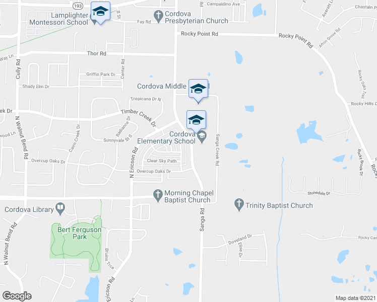 map of restaurants, bars, coffee shops, grocery stores, and more near 761 North Sanga Road in Memphis