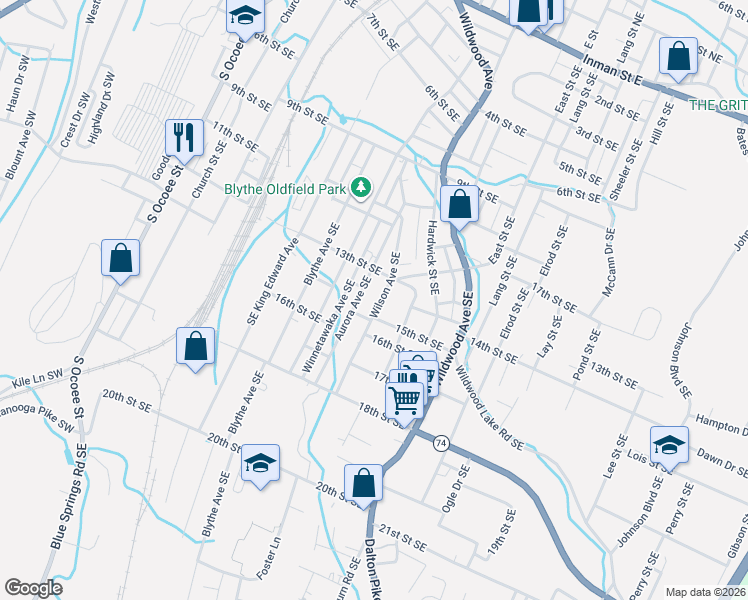 map of restaurants, bars, coffee shops, grocery stores, and more near 1320 Wilson Avenue Southeast in Cleveland