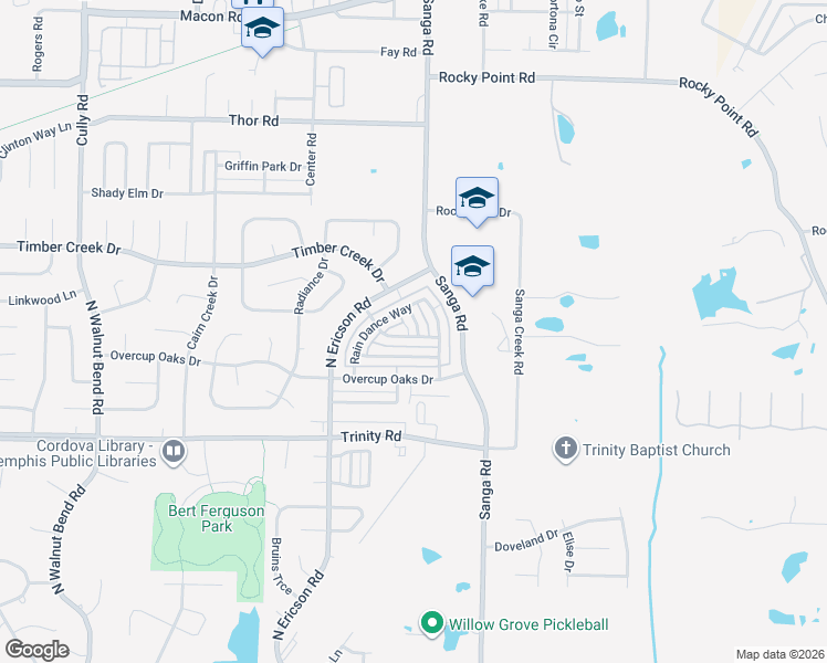 map of restaurants, bars, coffee shops, grocery stores, and more near 784 Breeze Way in Memphis