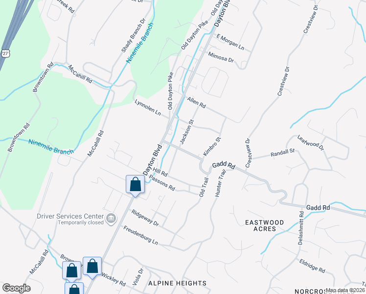 map of restaurants, bars, coffee shops, grocery stores, and more near 5302 Jackson Street in Chattanooga