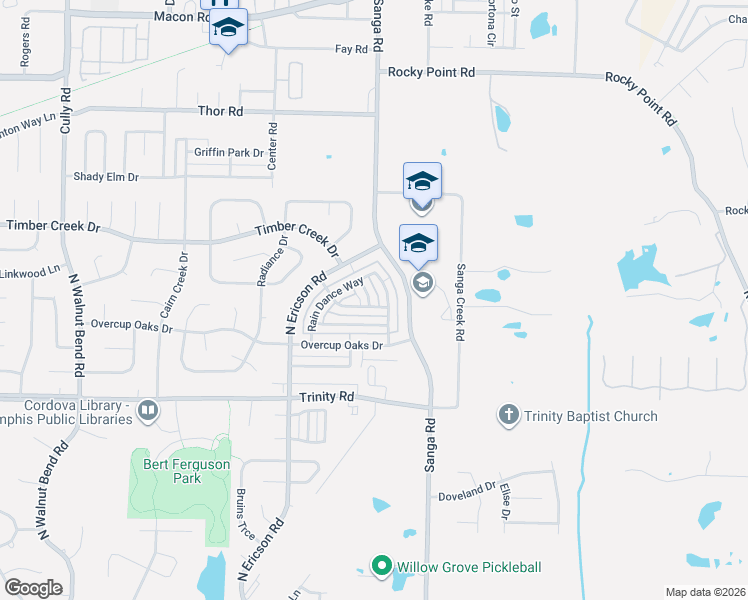 map of restaurants, bars, coffee shops, grocery stores, and more near 784 Breeze Way in Memphis