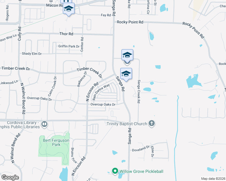 map of restaurants, bars, coffee shops, grocery stores, and more near 784 Breeze Way in Memphis