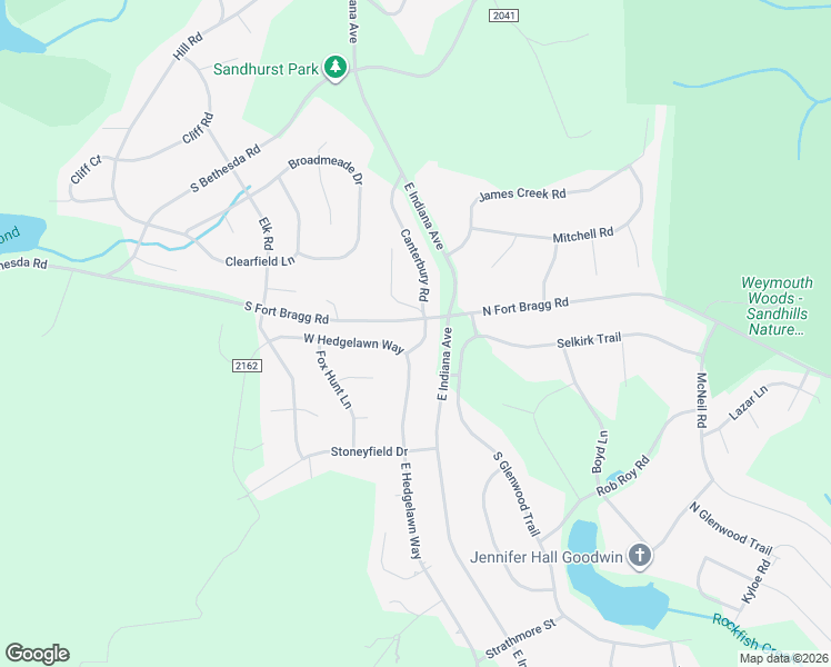 map of restaurants, bars, coffee shops, grocery stores, and more near 210 Canterbury Road in Southern Pines