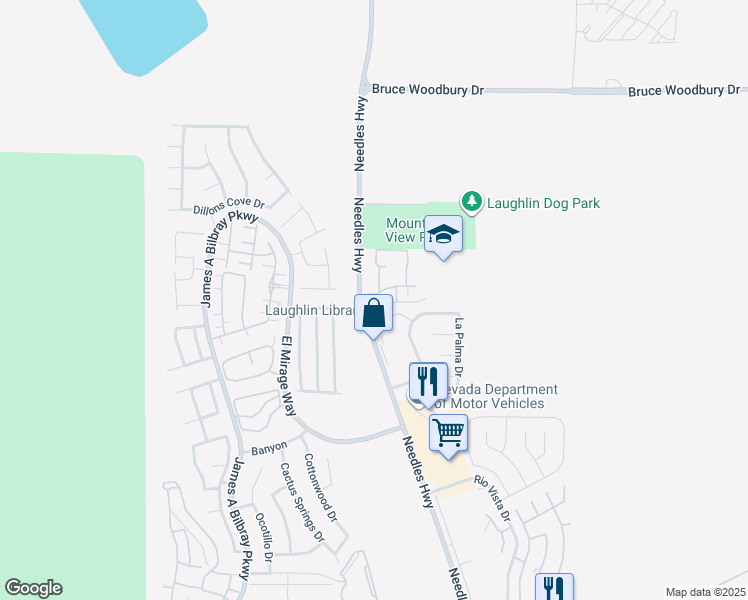 map of restaurants, bars, coffee shops, grocery stores, and more near in Laughlin