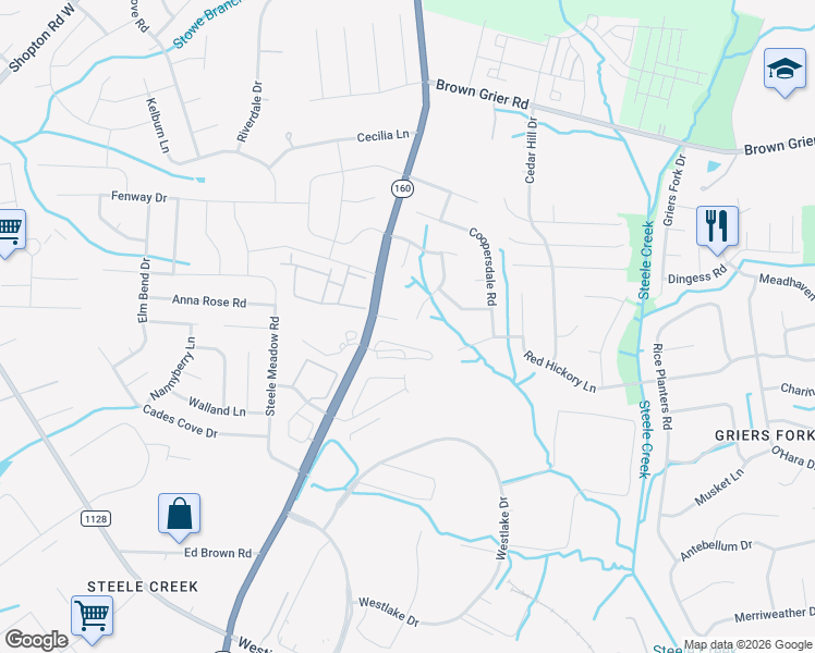 map of restaurants, bars, coffee shops, grocery stores, and more near in Charlotte