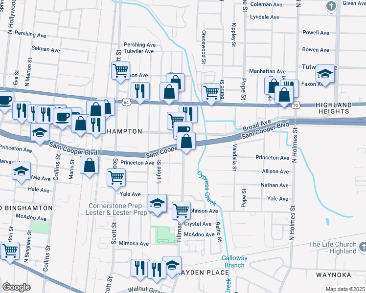 map of restaurants, bars, coffee shops, grocery stores, and more near in Memphis