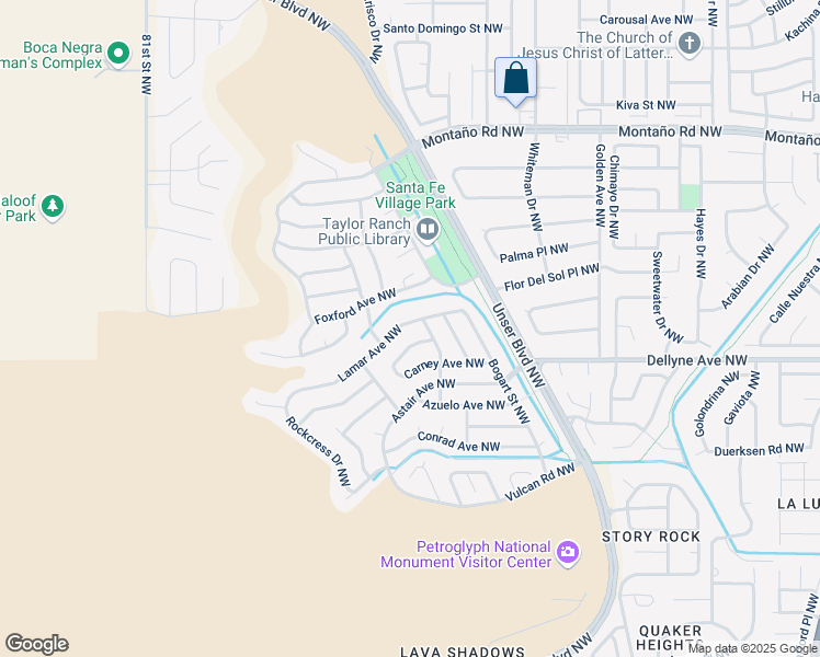 map of restaurants, bars, coffee shops, grocery stores, and more near 6712 Lamar Ave NW in Albuquerque