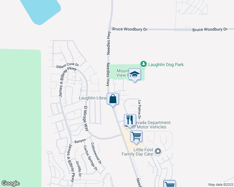 map of restaurants, bars, coffee shops, grocery stores, and more near 1988 Las Palmas Lane in Laughlin