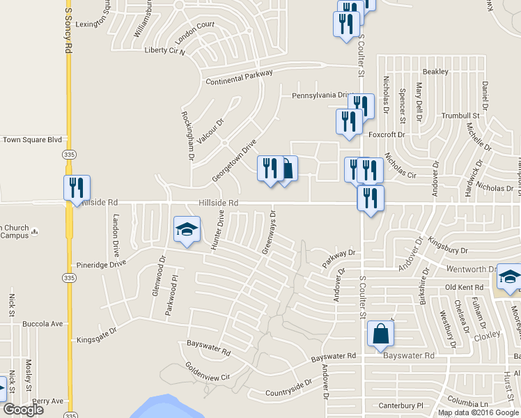 map of restaurants, bars, coffee shops, grocery stores, and more near 6001 Riley Elizabeth Place in Amarillo