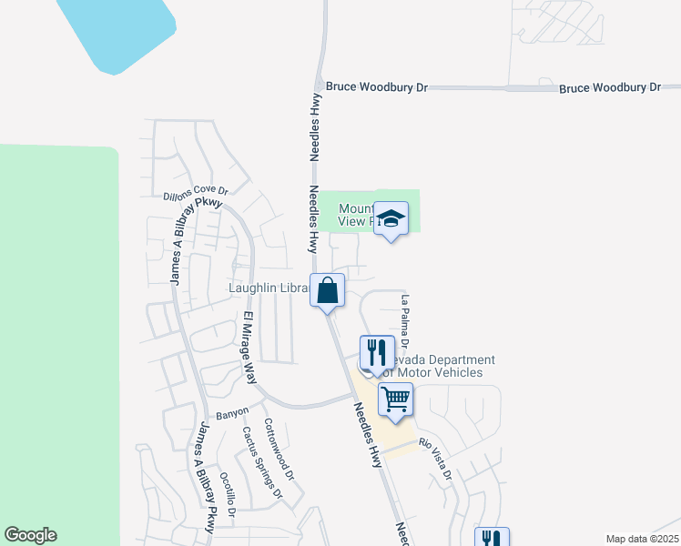 map of restaurants, bars, coffee shops, grocery stores, and more near 1904 Las Palmas Lane in Laughlin