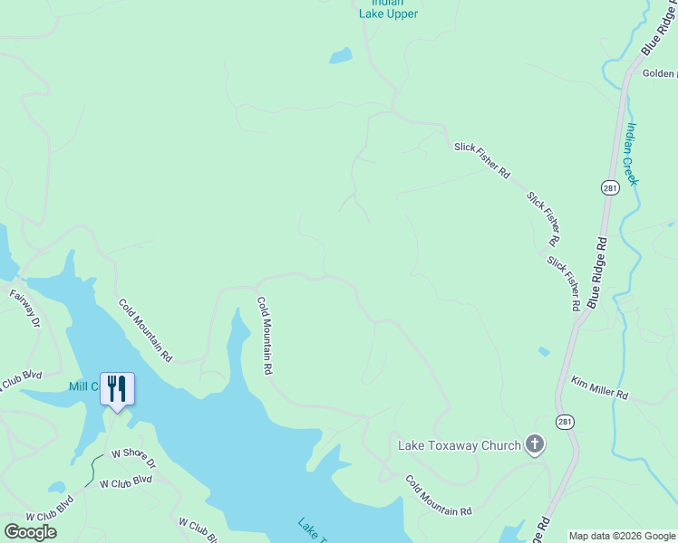 map of restaurants, bars, coffee shops, grocery stores, and more near 98 Hawk Mountain Road in Lake Toxaway