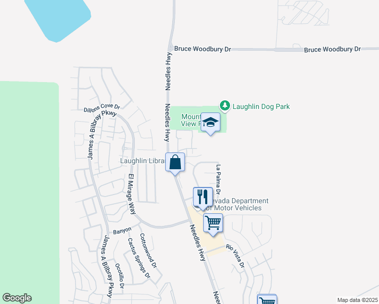 map of restaurants, bars, coffee shops, grocery stores, and more near 1904 Las Palmas Lane in Laughlin