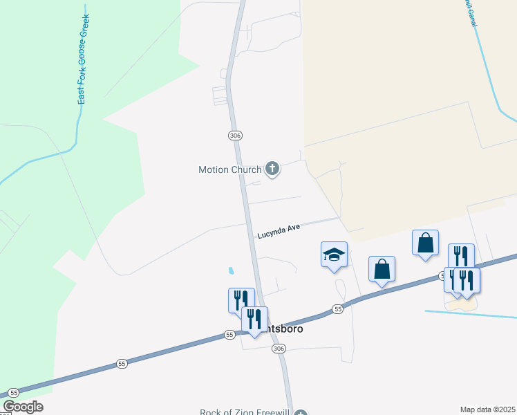 map of restaurants, bars, coffee shops, grocery stores, and more near 424 North Carolina 306 in Grantsboro