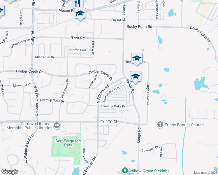 map of restaurants, bars, coffee shops, grocery stores, and more near 794 North Ericson Road in Memphis