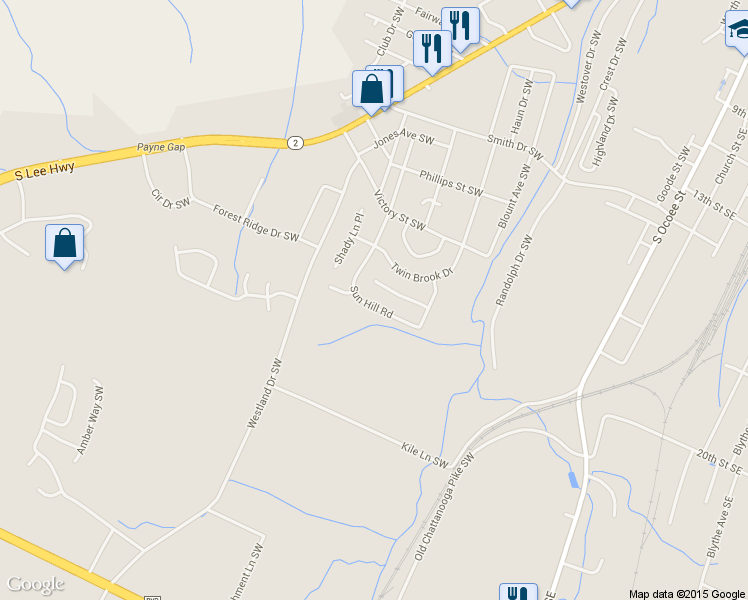 map of restaurants, bars, coffee shops, grocery stores, and more near 1929 Sun Hill Road in Cleveland