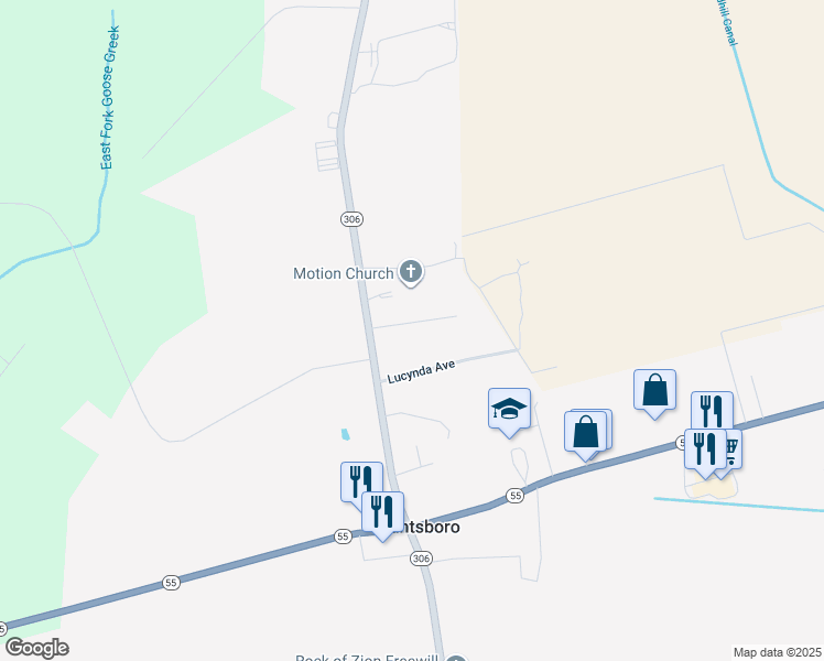 map of restaurants, bars, coffee shops, grocery stores, and more near 90 Robin Road in Grantsboro