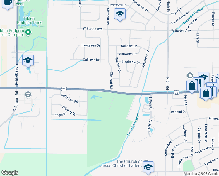 map of restaurants, bars, coffee shops, grocery stores, and more near 98 Clement Road in West Memphis