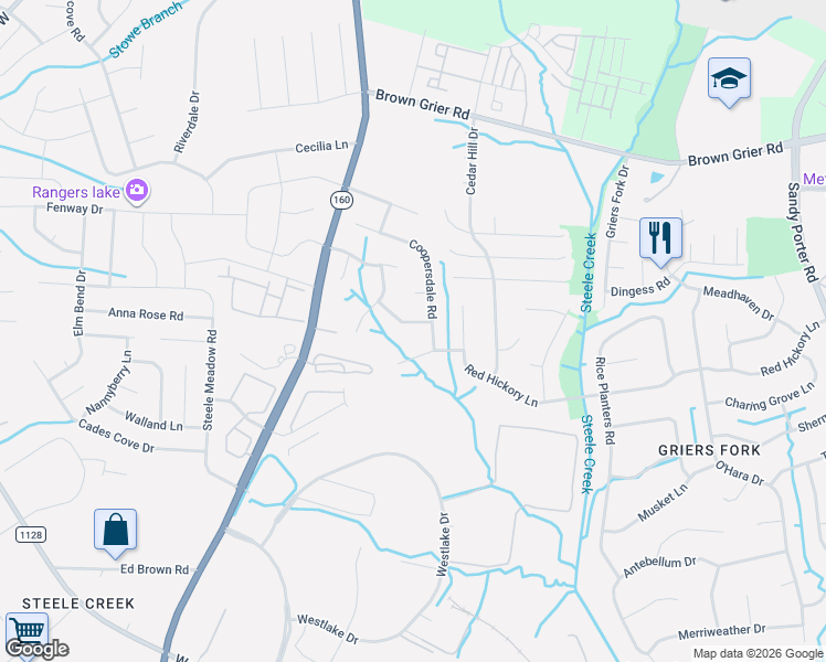map of restaurants, bars, coffee shops, grocery stores, and more near 4019 Inglehurst Drive in Charlotte