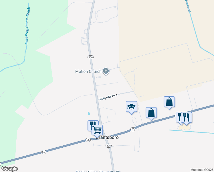 map of restaurants, bars, coffee shops, grocery stores, and more near 90 Robin Road in Grantsboro