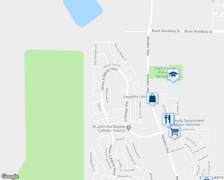 map of restaurants, bars, coffee shops, grocery stores, and more near 2773 Chetco River Street in Laughlin