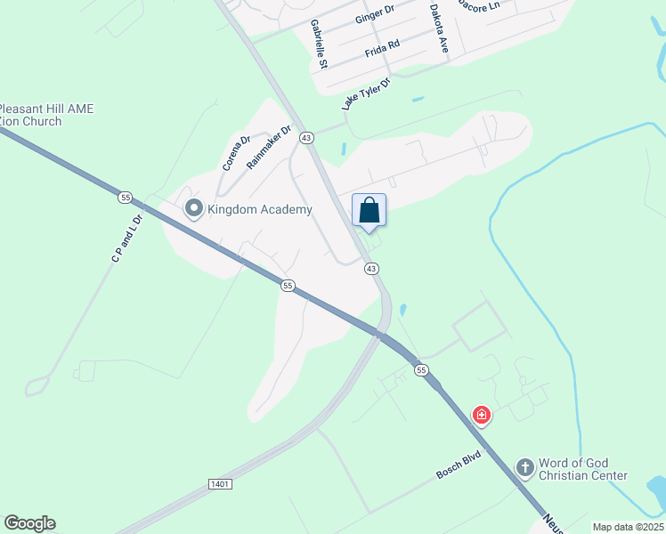 map of restaurants, bars, coffee shops, grocery stores, and more near 75 Morning Star Drive in New Bern