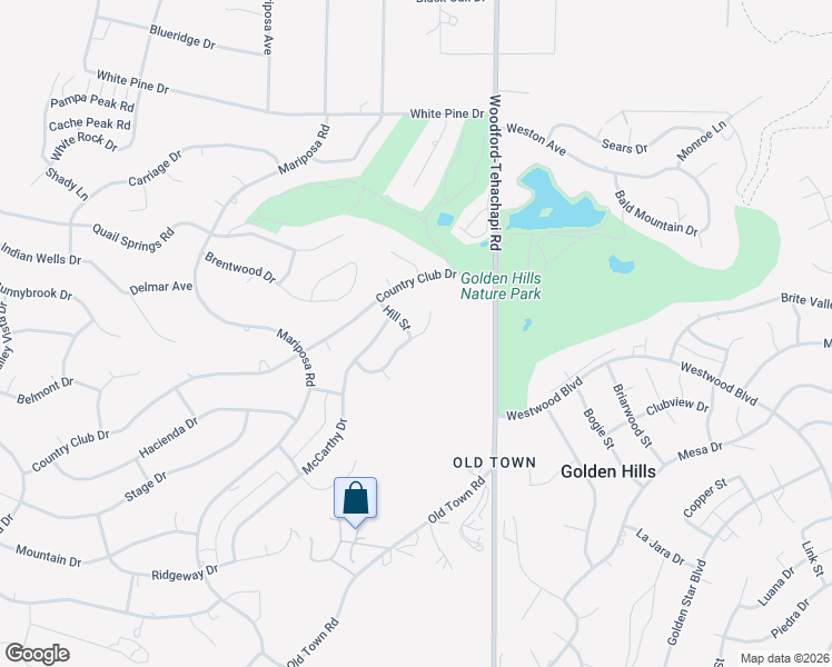 map of restaurants, bars, coffee shops, grocery stores, and more near 20705 Ridgecrest Drive in Tehachapi